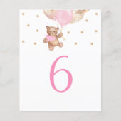 Teddy Bear Pink und Gold Tischnummer Sign (Vorderseite)