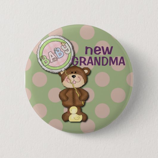 Teddy Bear Pink und Green Button (Vorderseite)