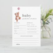 Teddy Bear Pink Vorhersage und Beratung Baby Dusch Einladung (Stehend Vorderseite)