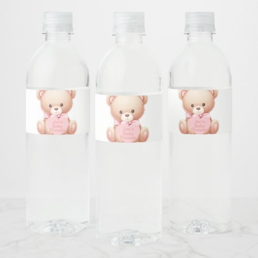 Teddy Bear Pink Wasserflaschenetikett (Flaschen)