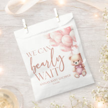 Teddy Bear Pink We Can Bearly Wait Baby Shower