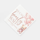 Teddy Bear Pink We Can Bearly Wait Baby Shower Serviette (Ecke)