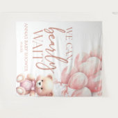 Teddy Bear Pink We Can Bearly Wait Baby Shower Wandteppich (Vorderseite (Horizontal))