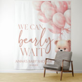 Teddy Bear Pink We Can Bearly Wait Baby Shower Wandteppich (Beispiel)