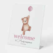 Teddy Bear Pink Willkommen Sockelschild (Vorderseite)