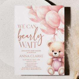 Teddy Bear Pink wir können frühzeitig abwarten Bab Einladung
