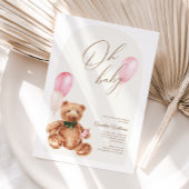 Teddy Bear Pink wir können frühzeitig abwarten Bab Einladung