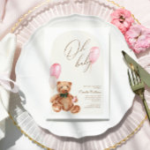 Teddy Bear Pink wir können frühzeitig abwarten Bab Einladung