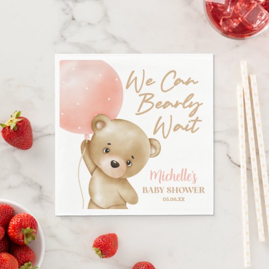Teddy Bear Pink wir können frühzeitig abwarten Bab Serviette (Beispiel)