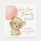 Teddy Bear Pink wir können frühzeitig abwarten Bab Serviette (Vorderseite)