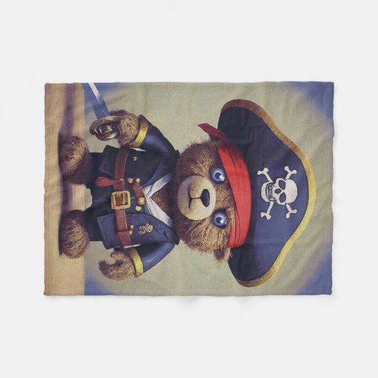 Teddy Bear Pirate Fleecedecke (Vorderseite (Horizontal))