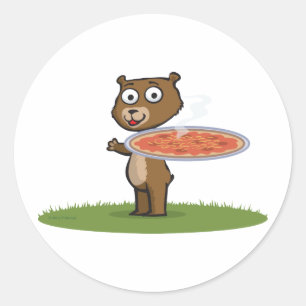 Teddy Bear Pizza Runder Aufkleber