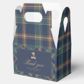 Teddy Bear Plaid Boy Baby Shower Favor Box Geschenkschachtel (Geöffnet)