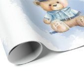 Teddy Bear Policeman Boy Baby Shower Geschenkpapier (Rolleneckpunkt)