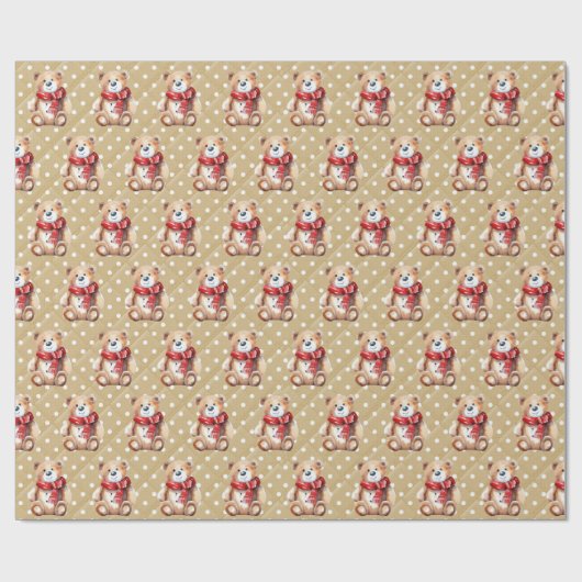 Teddy Bear Polka Dots Geschenkpapier (Flach)