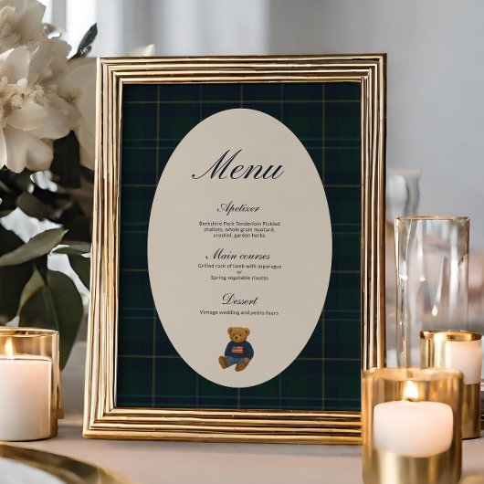 Teddy Bear Polo Baby Shower Menu Einladung