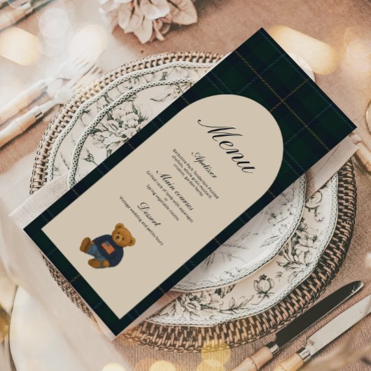 Teddy Bear Polo Baby Shower Menu Menükarte