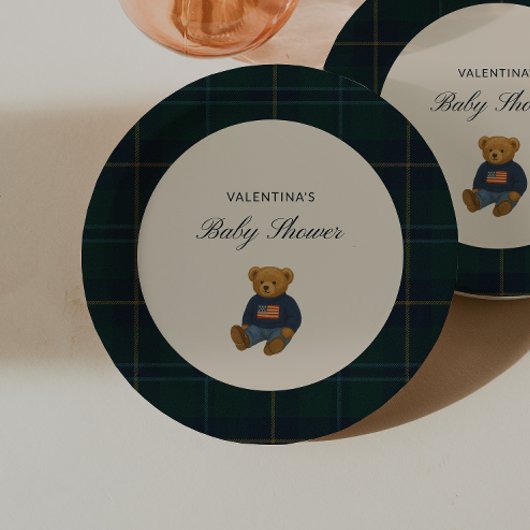 Teddy Bear Polo Baby Shower Paper Plates - Pappteller