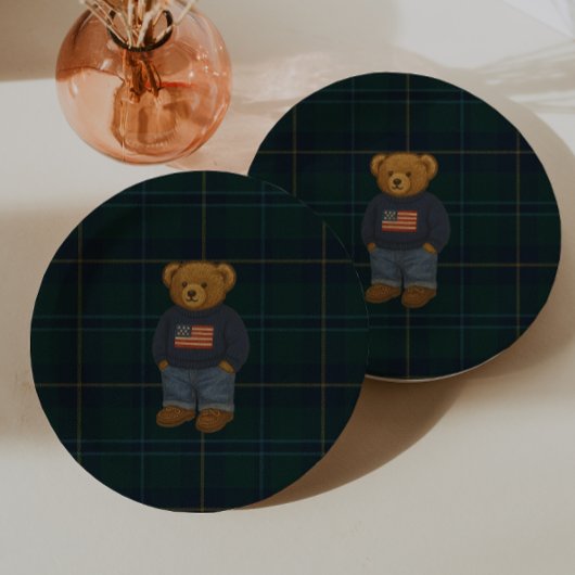 Teddy Bear Polo Baby Shower Papierplatten - Pappteller