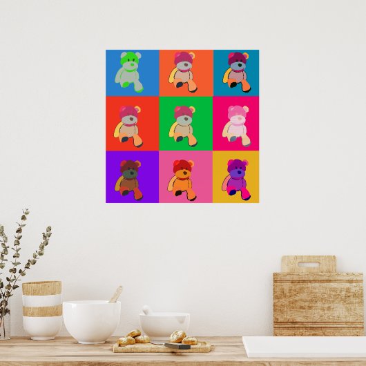 Teddy Bear Pop Art Poster (Küche)