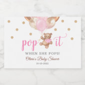 Teddy Bear Pop es, wenn sie Pop Baby Duschgeschenk Schaumweinetikett (Einzelnes Label)