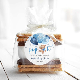 Teddy Bear Pop It Baby Dusche Favoriten Geschenk Runder Aufkleber