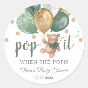 Teddy Bear Pop it Baby Dusche Gefallen Geschenk Runder Aufkleber