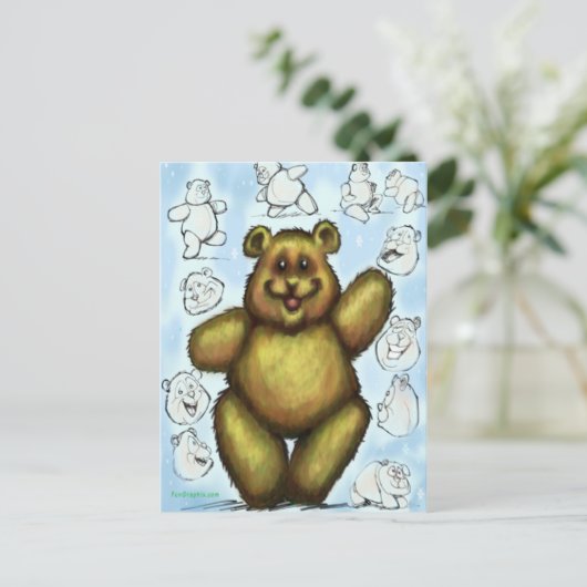 Teddy Bear Postkarte (Stehend Vorderseite)
