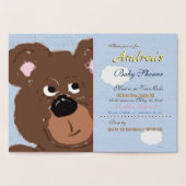 Teddy Bear Powder Blue Baby Shower Folienkarte (Innenseite)