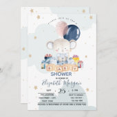 Teddy Bear präsentiert Clouds Babydusche Einladung (Vorne/Hinten)