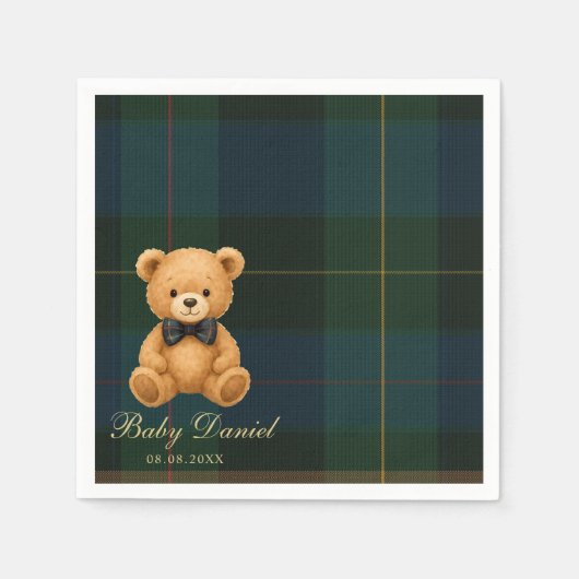 Teddy Bear Preppy Baby Shower Serviette (Vorderseite)