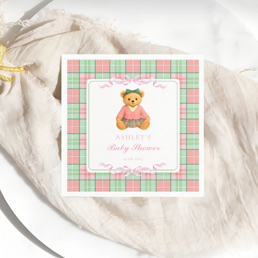 Teddy Bear Preppy Girl Baby Dusche Serviette