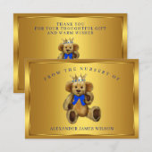 Teddy Bear Prince Baby Dusche Vielen Dank Karten (Vorne/Hinten)