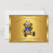 Teddy Bear Prince Baby Dusche Vielen Dank Karten