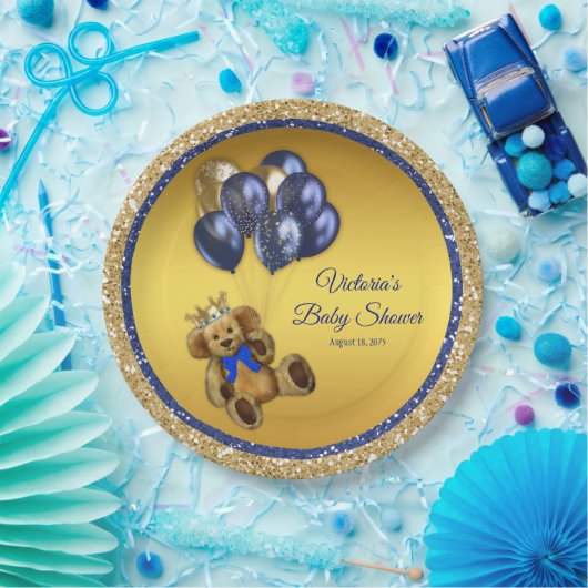 Teddy Bear Prince Balloon Babydusche Pappteller (Party)