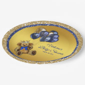 Teddy Bear Prince Balloon Babydusche Pappteller (Schrägansicht)