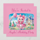 Teddy Bear Princess Einladung (Vorne/Hinten)