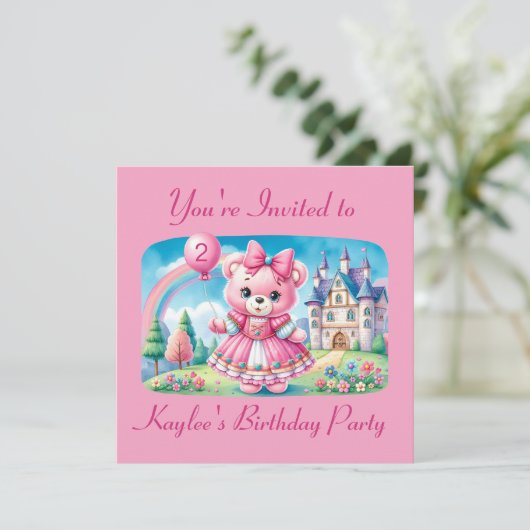 Teddy Bear Princess Einladung (Stehend Vorderseite)