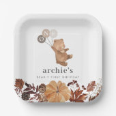 Teddy Bear Pumpkin - 1. Geburtstag Pappteller (Vorderseite)