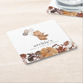 Teddy Bear Pumpkin - 1. Geburtstag Rechteckiger Pappuntersetzer (angewinkelt)