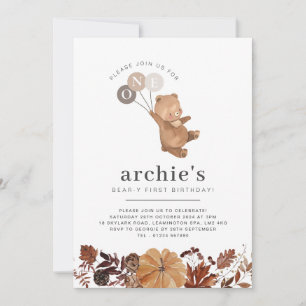Teddy Bear Pumpkin - Einladung zum 1. Geburtstag