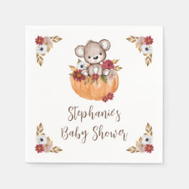 Teddy Bear Pumpkin Fall Floral Baby Dusche Serviette