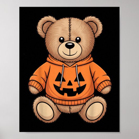 Teddy Bear Pumpkin Graphic Fall Halloween Poster (Vorne)