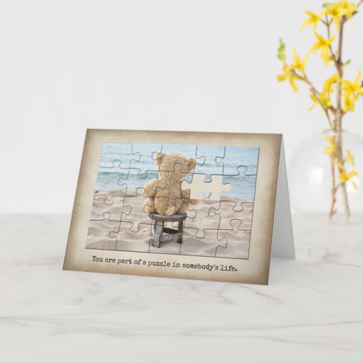 Teddy Bear Puzzle Karte (Gelbe Blume)