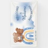 Teddy Bear Rainbow Boys Babydusche Banner (Vertikal)