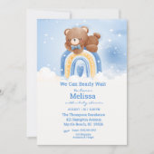 Teddy Bear Rainbow Boys Babydusche Einladung (Vorderseite)