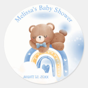 Teddy Bear Rainbow Boys Babydusche Runder Aufkleber