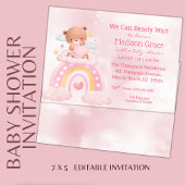 Teddy Bear Rainbow Girls Baby Shower Einladung