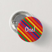 Teddy Bear Rainbow Niedlich 1. Geburtstag Party Button (Vorne & Hinten)