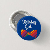 Teddy Bear Rainbow Niedlich 1. Geburtstag Party Button (Vorne & Hinten)
